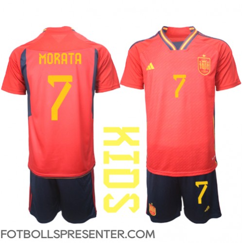Spanien Alvaro Morata #7 Hemmatröja Barn VM 2022 Kortärmad (+ korta byxor)